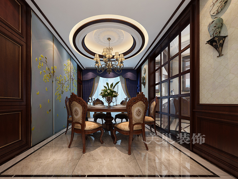 信陽亞星觀邸五居室裝修美式古典氣魄威風凜凜計劃機關——大平層餐廳結果圖