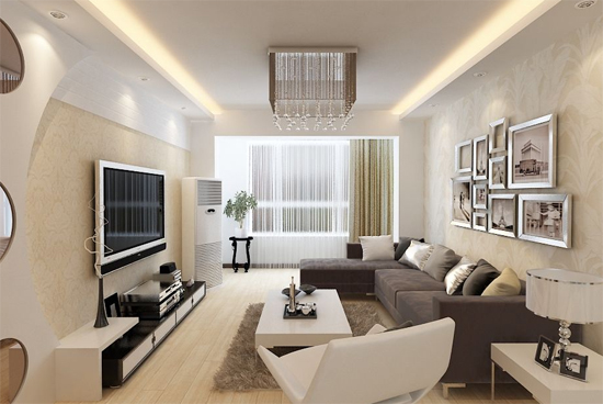 信陽紫荊華庭現代簡約客廳裝修效果圖